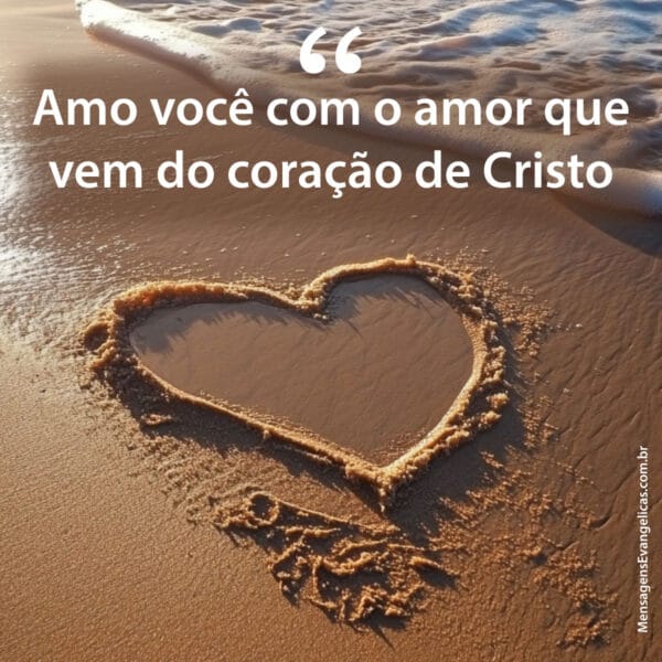 Mensagem para Namorados com Imagem de uma Praia com Coração Desenhado na Areia