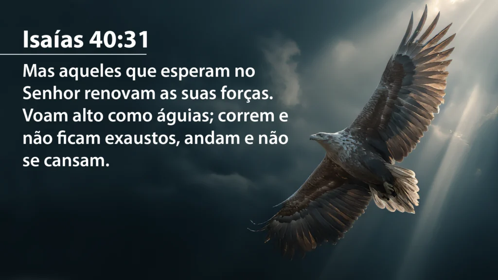 Imagem de águia voando e versículo: Baixar tela para projeção em culto de domingo Isaías 40:31