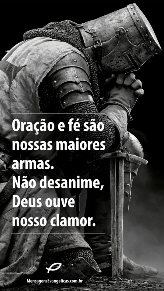 Imagem de cavaleiro templário fazendo sua oração. Mensagem para Grupo de homens evangélicos.